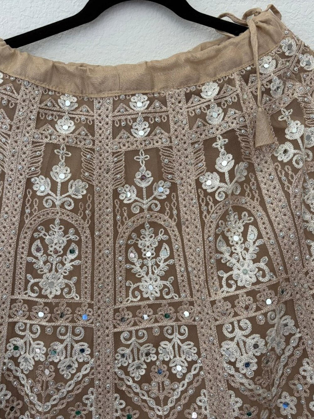 Champagne Beige Embroidered Lehenga Set | Sequin Bridal Lehenga | Indian outfit - Picture 8 of 11